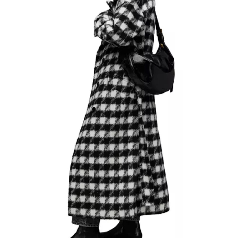 All Saints Black and White Checkered Coat